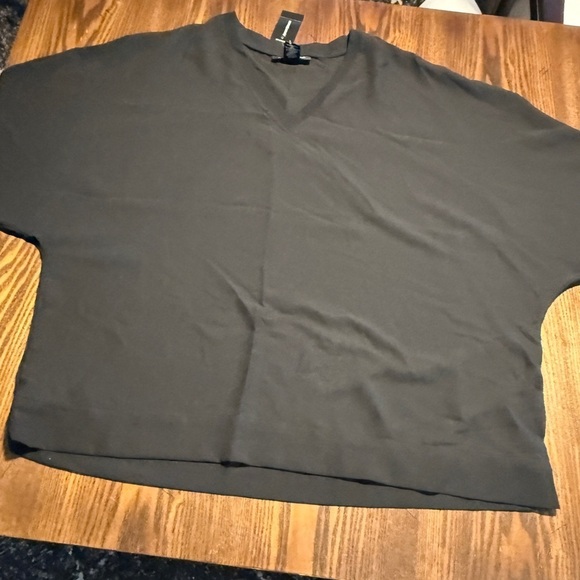 NWT Ashley Stewart Women's 14/16w sheer Black V Neck Blouse Plus Size New dolman - Picture 12 of 14